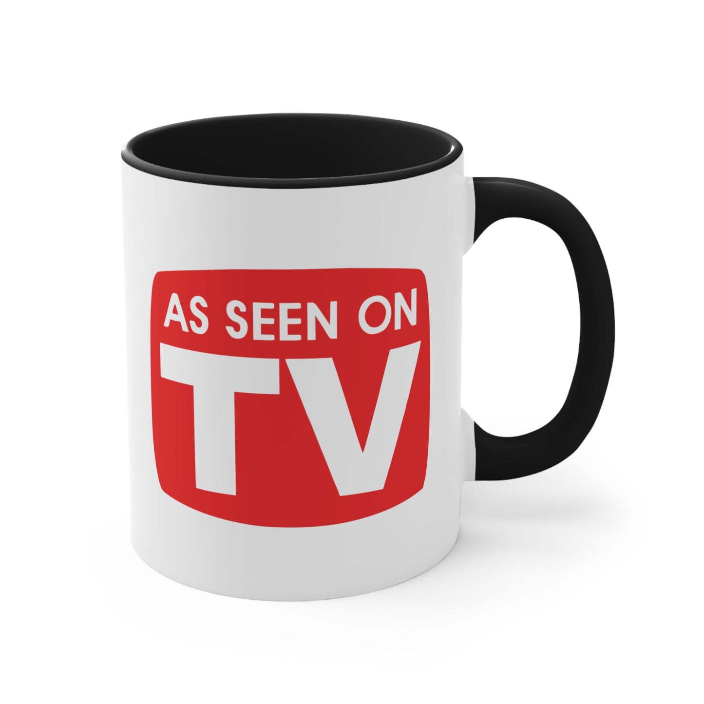 As Seen on TV Coffee Mug - Double Sided Black Accent White Ceramic 11oz by TheGlassyLass.com