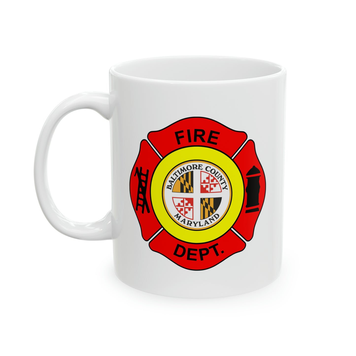Baltimore Fire Department Coffe Mug - Double Sided White Ceramic 11oz by TheGlassyLass