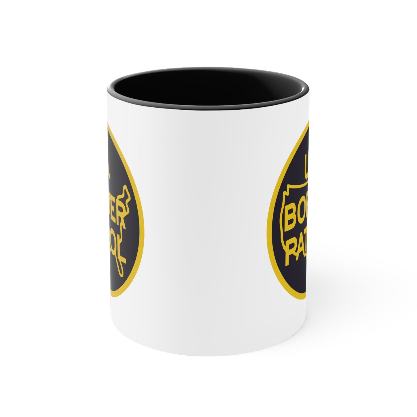 US Border Patrol Coffee Mug - Double Sided Black Accent White Ceramic 11oz by TheGlassyLass