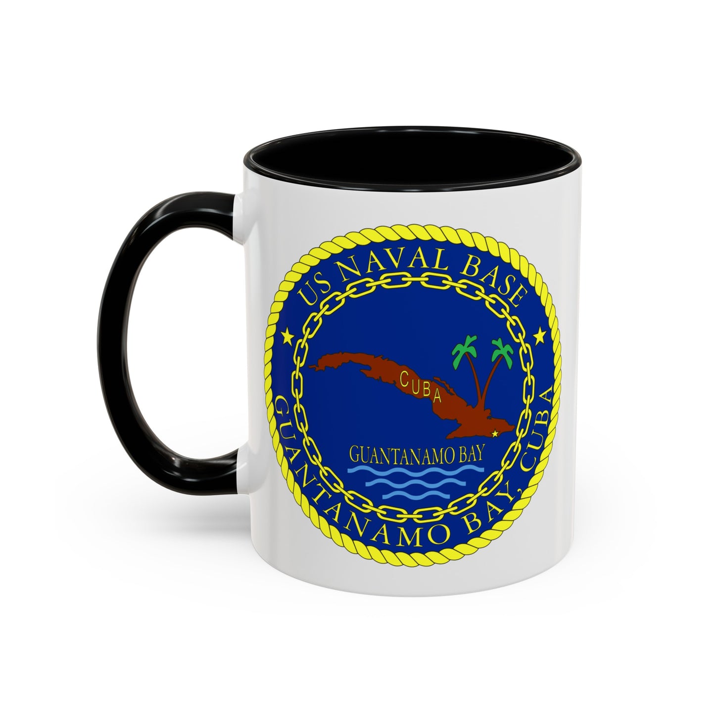 US Naval Base Guantanamo Bay Cuba Seal Coffee Mug - Double Sided Black Accent Ceramic 11oz - by TheGlassyLass.com