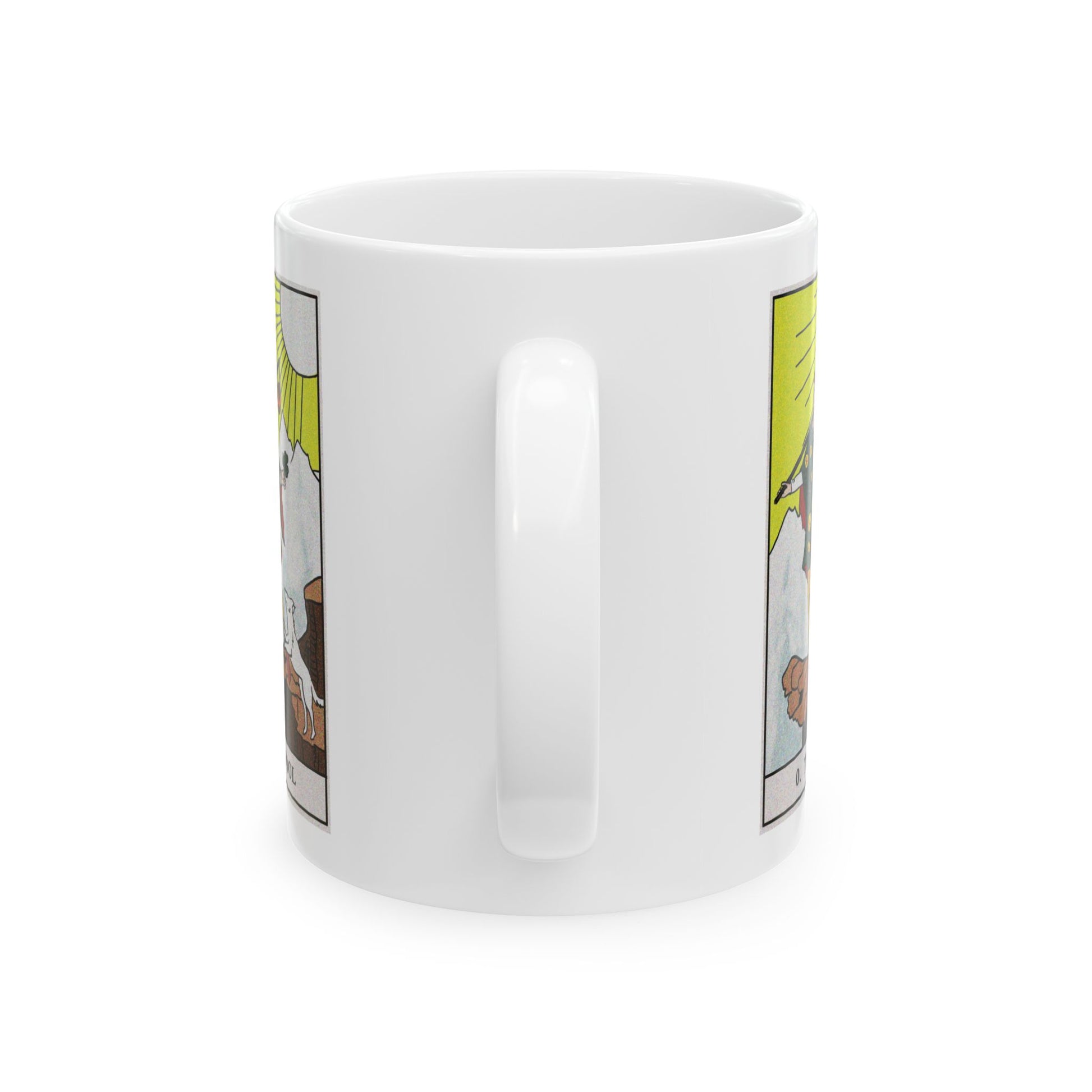 The Fool Tarot Card Coffee Mug - Double Sided Print, White Ceramic, 11oz by TheGlassyLass.com