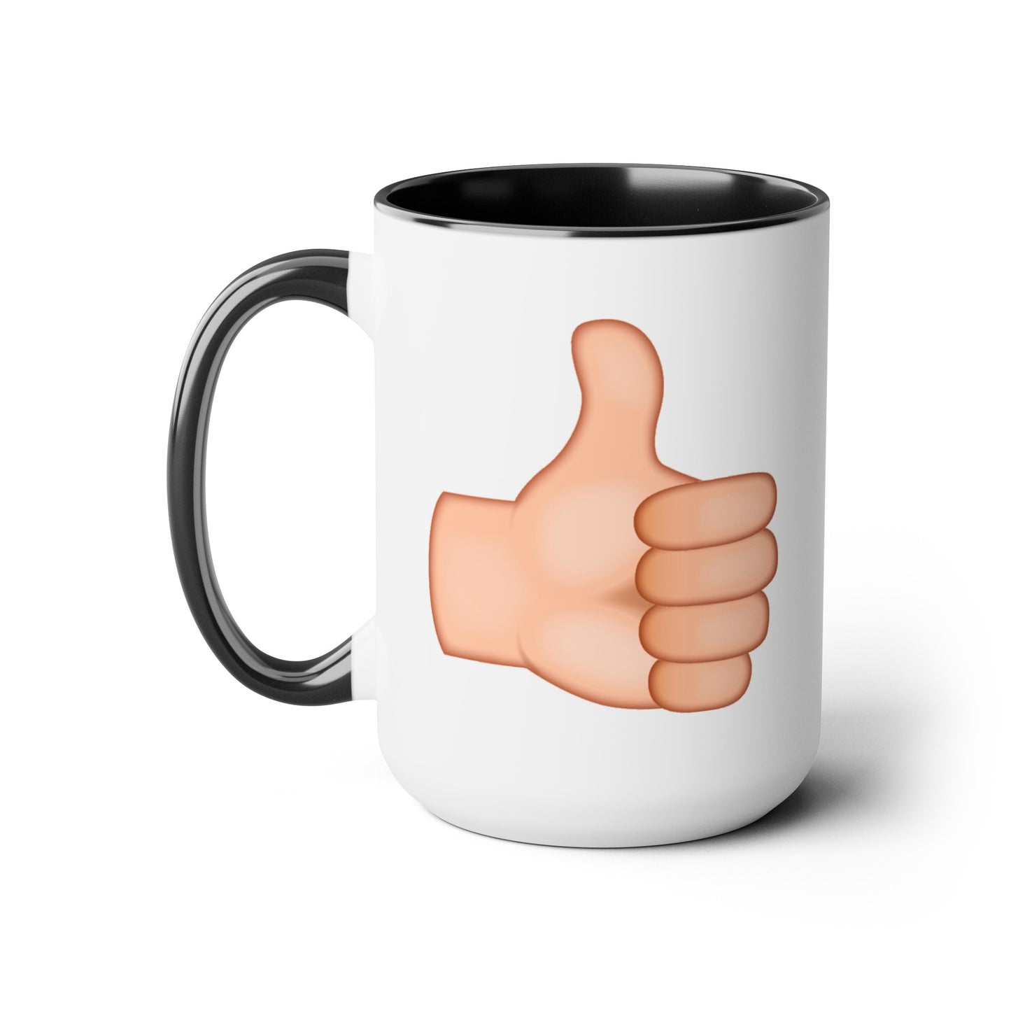 Thumb Up Thumb Down Coffee Mug - Double Sided Black Accent White Ceramic 15oz by TheGlassyLass.com