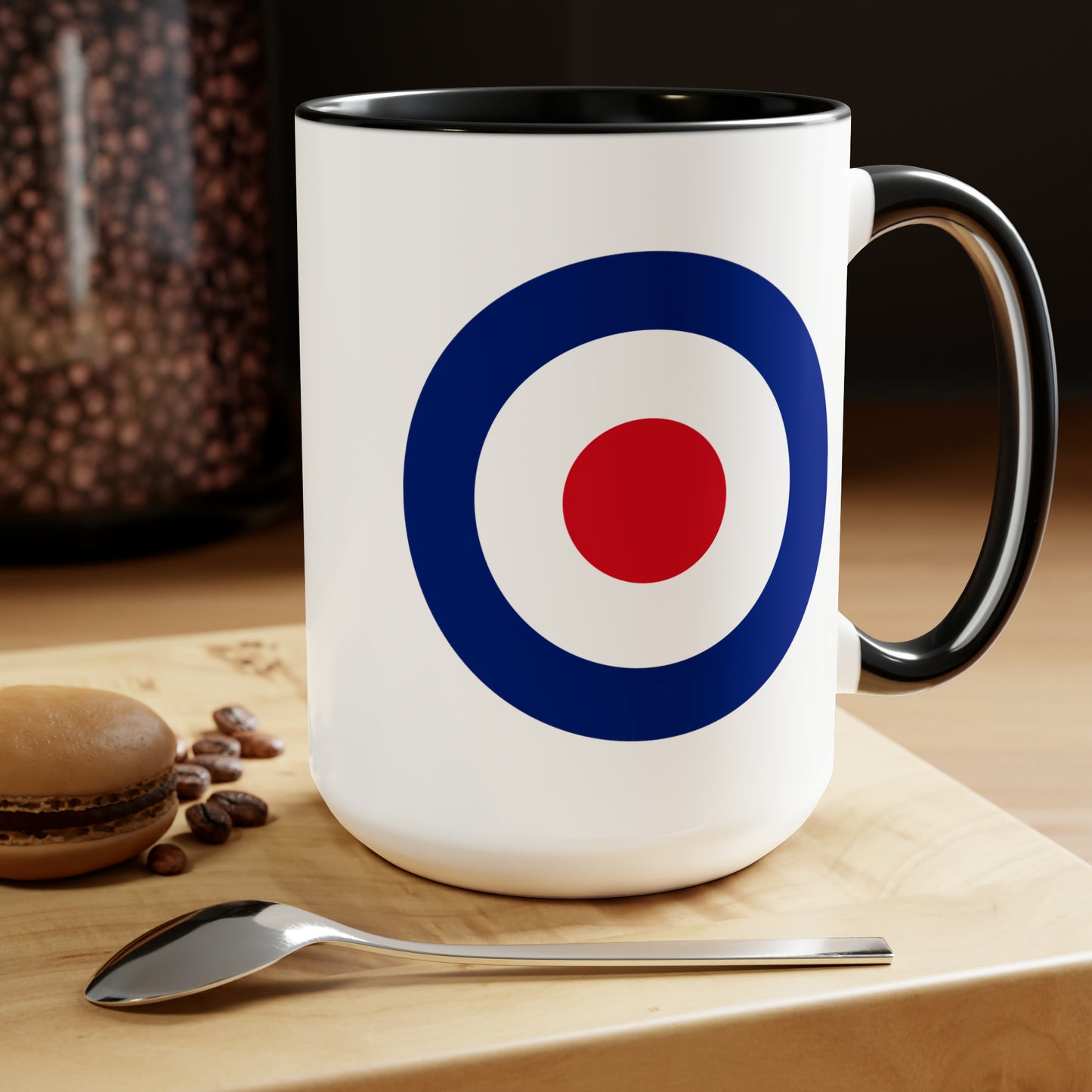 RAF Royal Air Force Roundel Coffee Mug - Double Sided Black Accent Ceramic 15oz - by TheGlassyLass.com