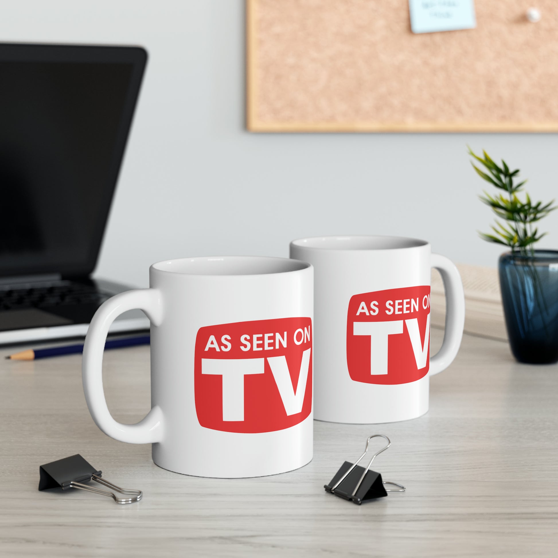 As Seen on TV Coffee Mug - Double Sided White Ceramic 11oz by TheGlassyLass.com