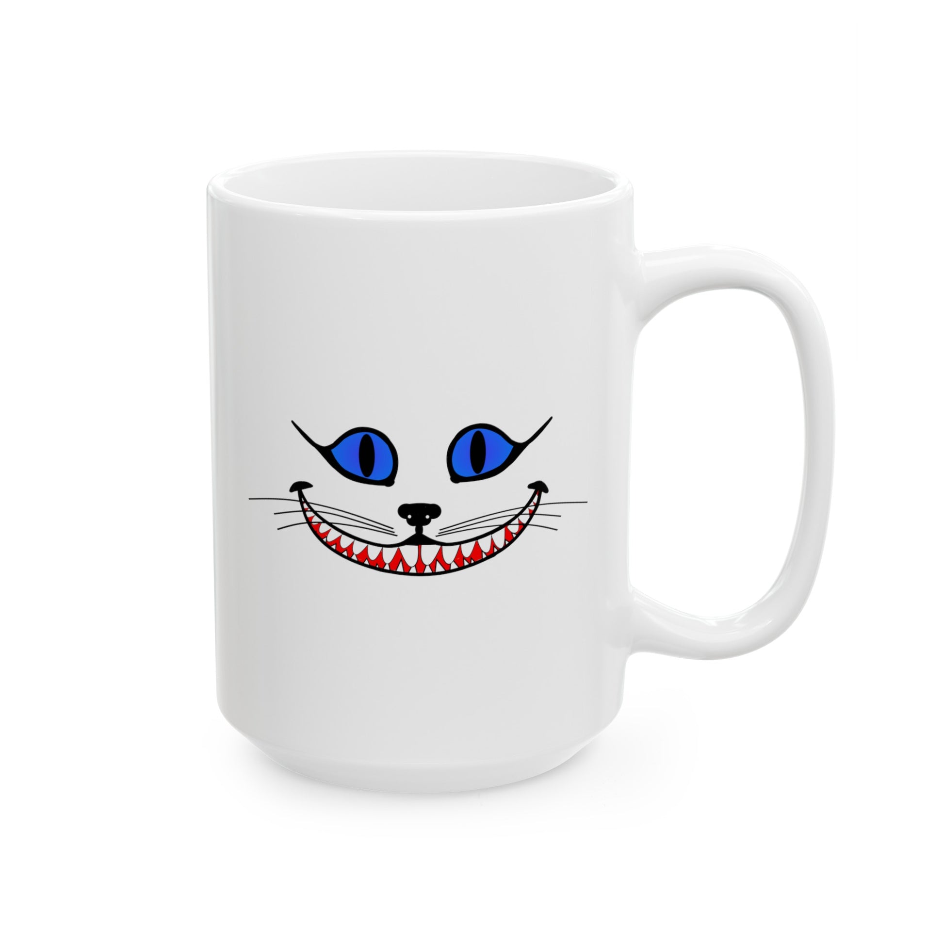 Cheshire Cat Coffee Mug - Double Sided White Ceramic 15oz by TheGlassyLass.com