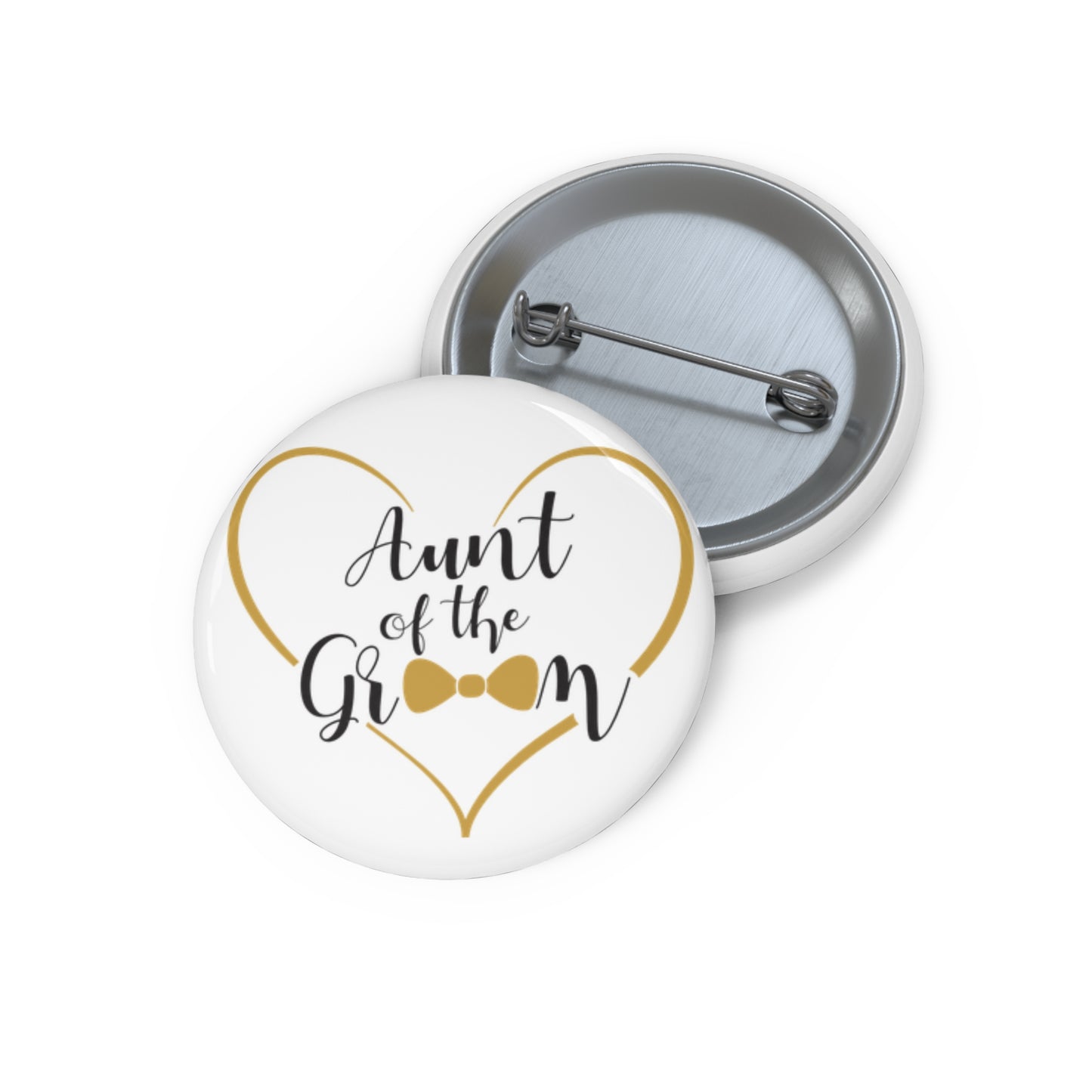 Aunt of the Groom Button Pin 1.25" Round | Wedding Party Design by TheGlassyLass.com