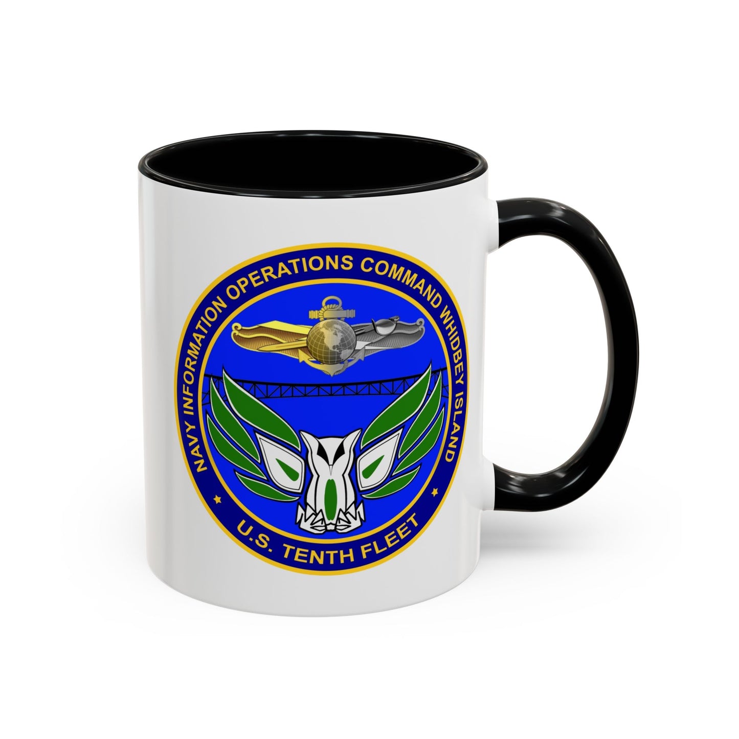 Naval Air Station Whidbey Island Coffee Mug - Double Sided Print, Black Accent White Ceramic, 11oz by TheGlassyLass.com