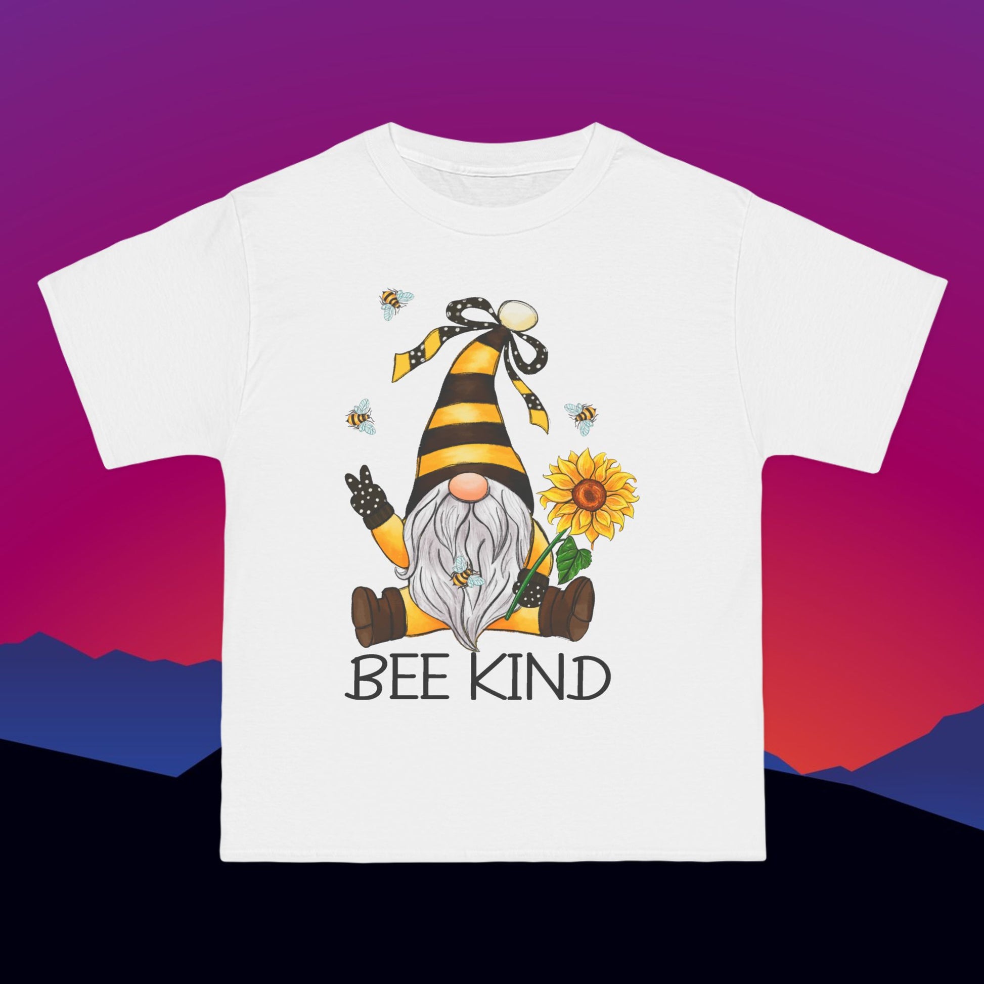 Bee Kind T-Shirt: (Hanes Beefy-T 100% Preshrunk Cotton) Custom Printed by TheGlassyLass.com