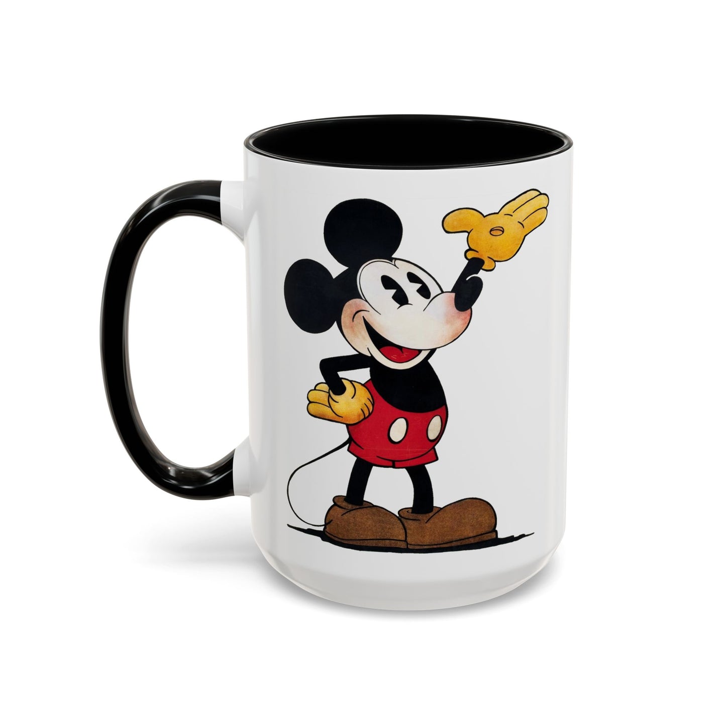 Original Mickey Mouse Coffee Mug - Double Sided Black Accent White Ceramic 15oz by TheGlassyLass.com