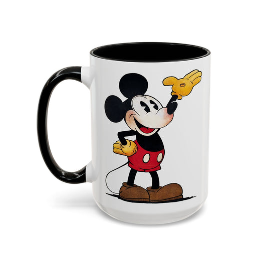 Original Mickey Mouse Coffee Mug - Double Sided Black Accent White Ceramic 15oz by TheGlassyLass.com