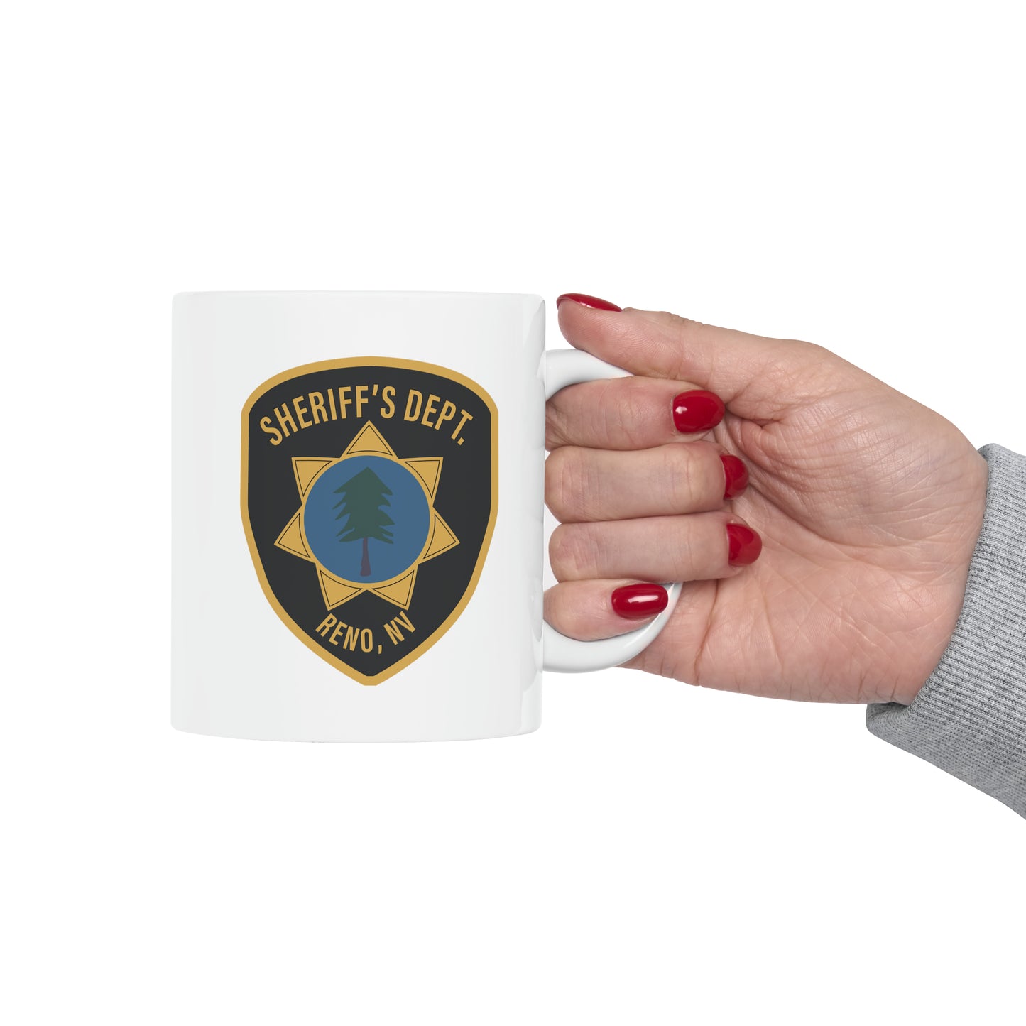 Reno Sheriff's Department Coffee Mug - Double Sided White Ceramic 11oz by TheGlassyLass.com