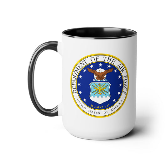Air Force Department Coffee Mug - Double Sided Black Accent White Ceramic 15oz by TheGlassyLass.com