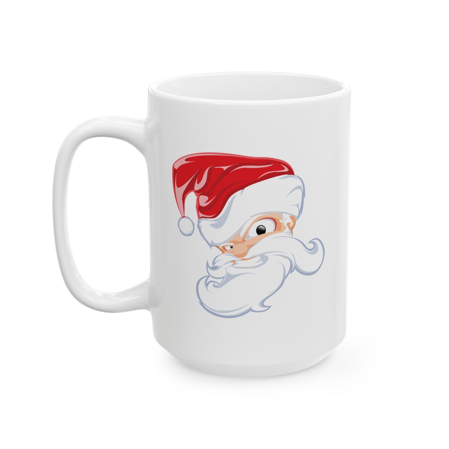 Angry Santa Christmas Coffee / Cocoa - Double Sided White Ceramic 15oz - by TheGlassyLass.com