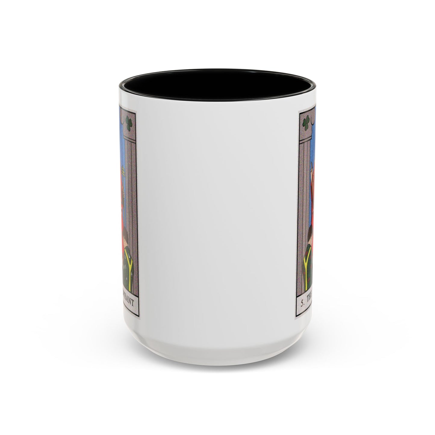 The Hierophant Tarot Card Coffee Mug - Double Sided Black Accent White Ceramic 15oz by TheGlassyLass.com
