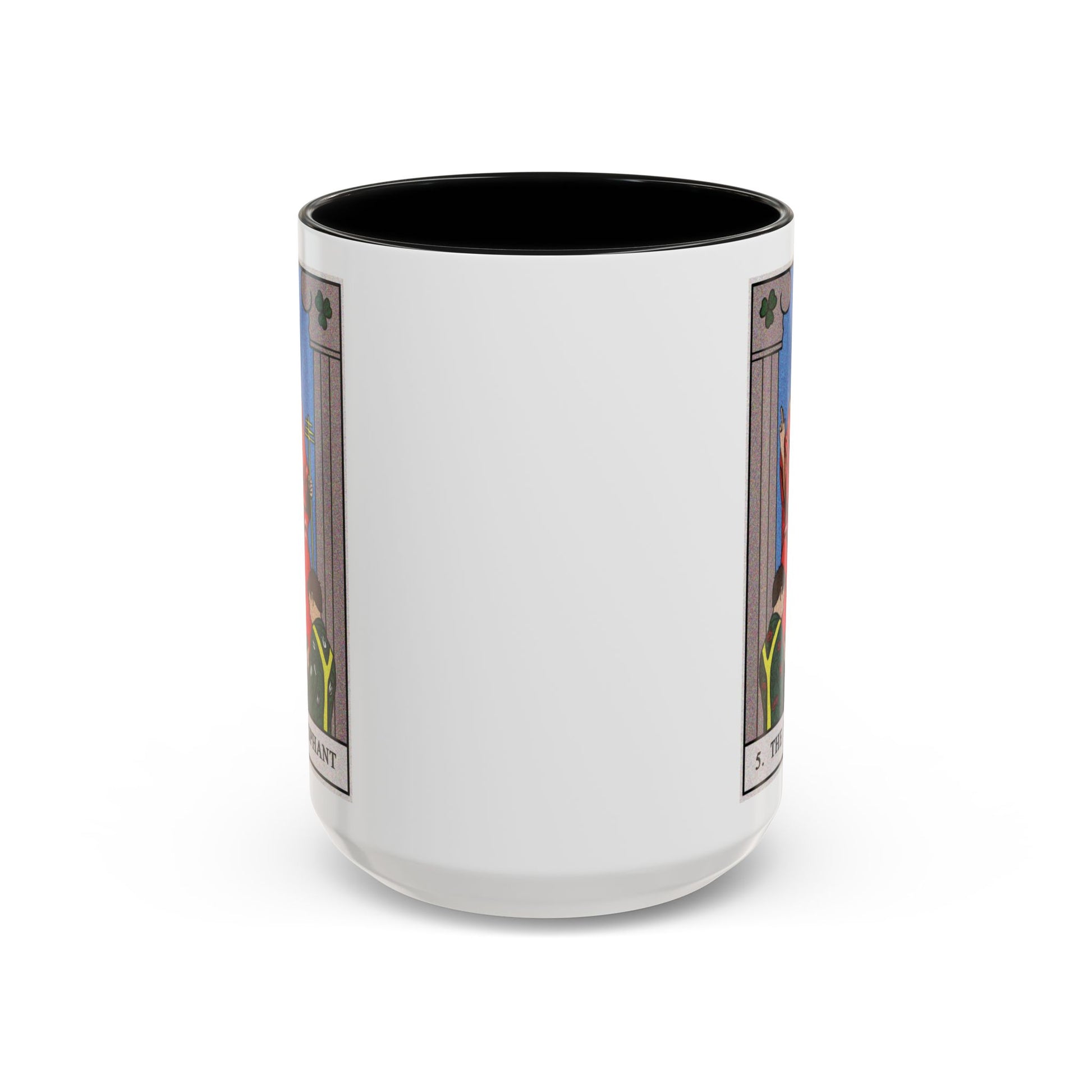 The Hierophant Tarot Card Coffee Mug - Double Sided Black Accent White Ceramic 15oz by TheGlassyLass.com