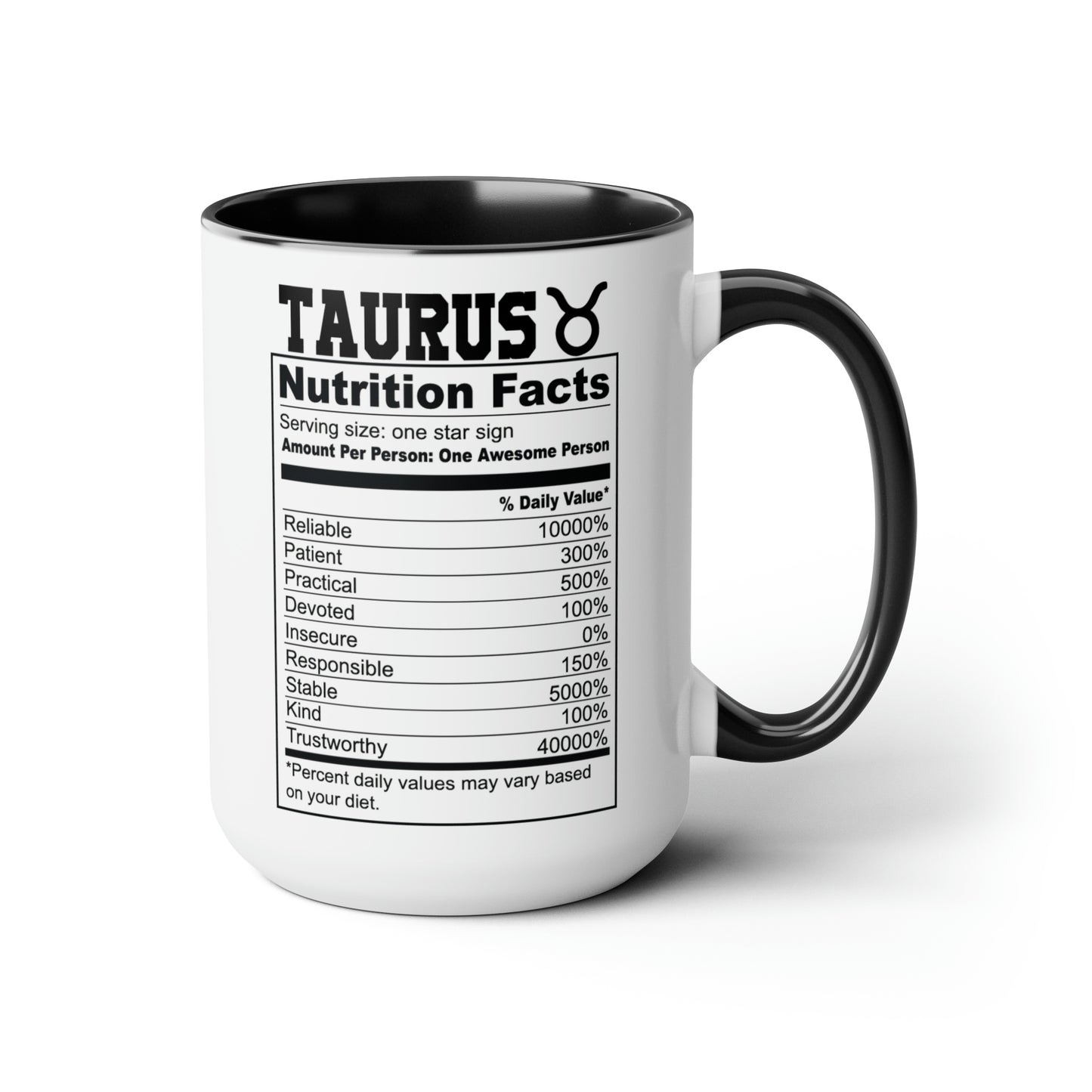 Taurus Tarot Card Coffee Mug - Double Sided Black Accent Ceramic 15oz by TheGlassyLass.com