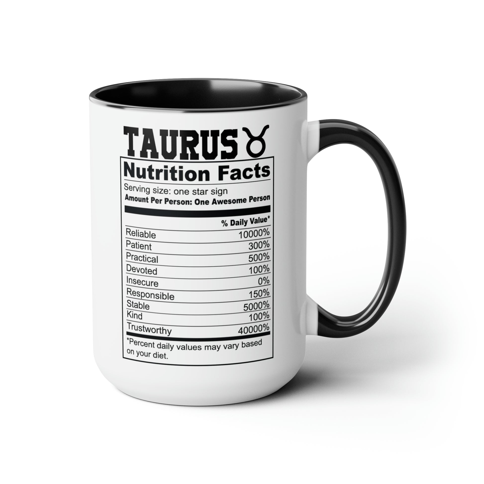 Taurus Tarot Card Coffee Mug - Double Sided Black Accent Ceramic 15oz by TheGlassyLass.com
