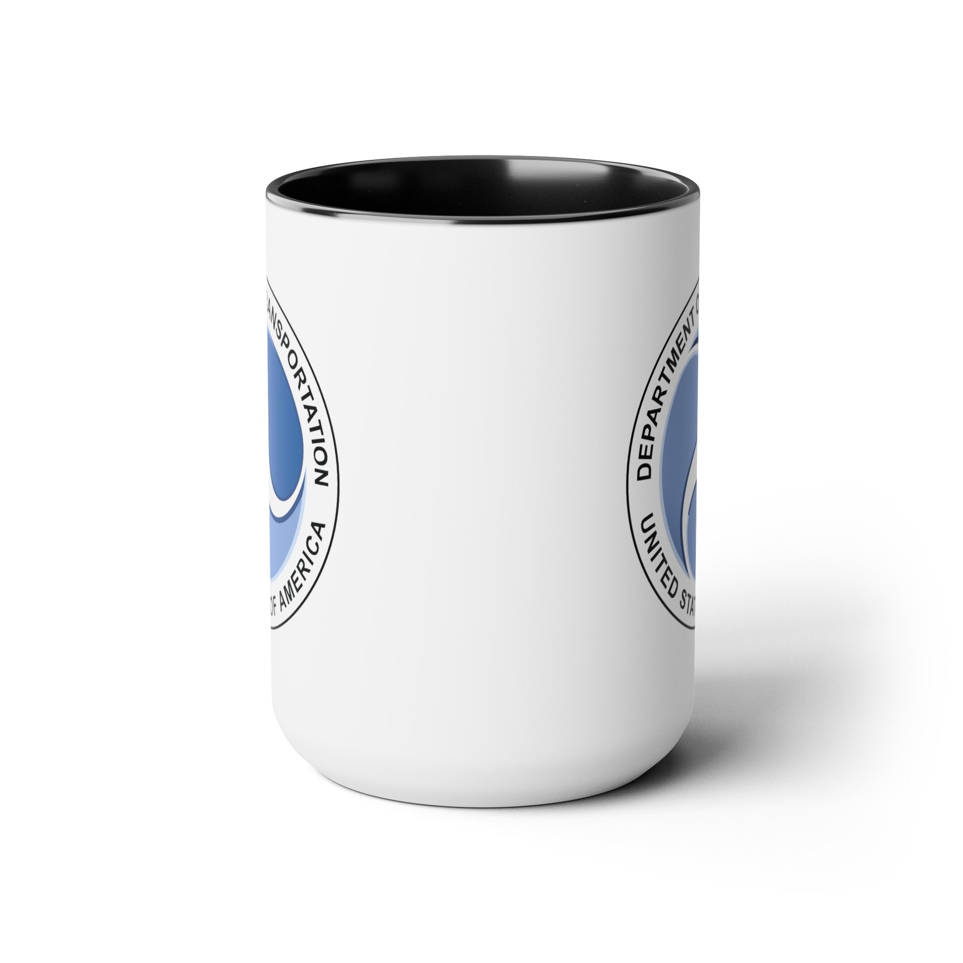 Department of Transportation Coffee Mug - Double Sided Black Accent White Ceramic 15oz by TheGlassyLass.com