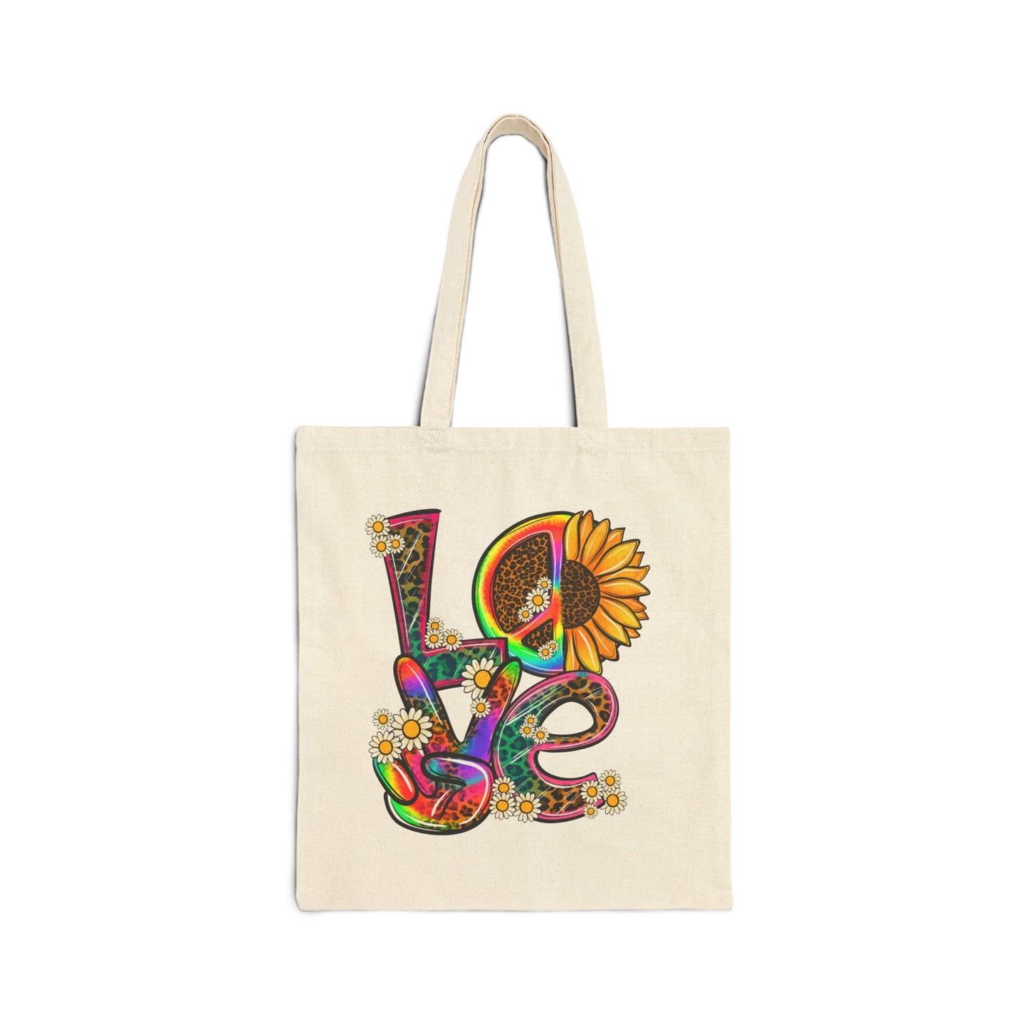 Flower Power LOVE Logo Tote Bag - Heavyweight 100% Cotton Canvas by TheGlassyLass.com