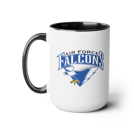 Air Force Falcons - Double Sided Black Accent White Ceramic Coffee Mug 15oz by TheGlassyLass.com