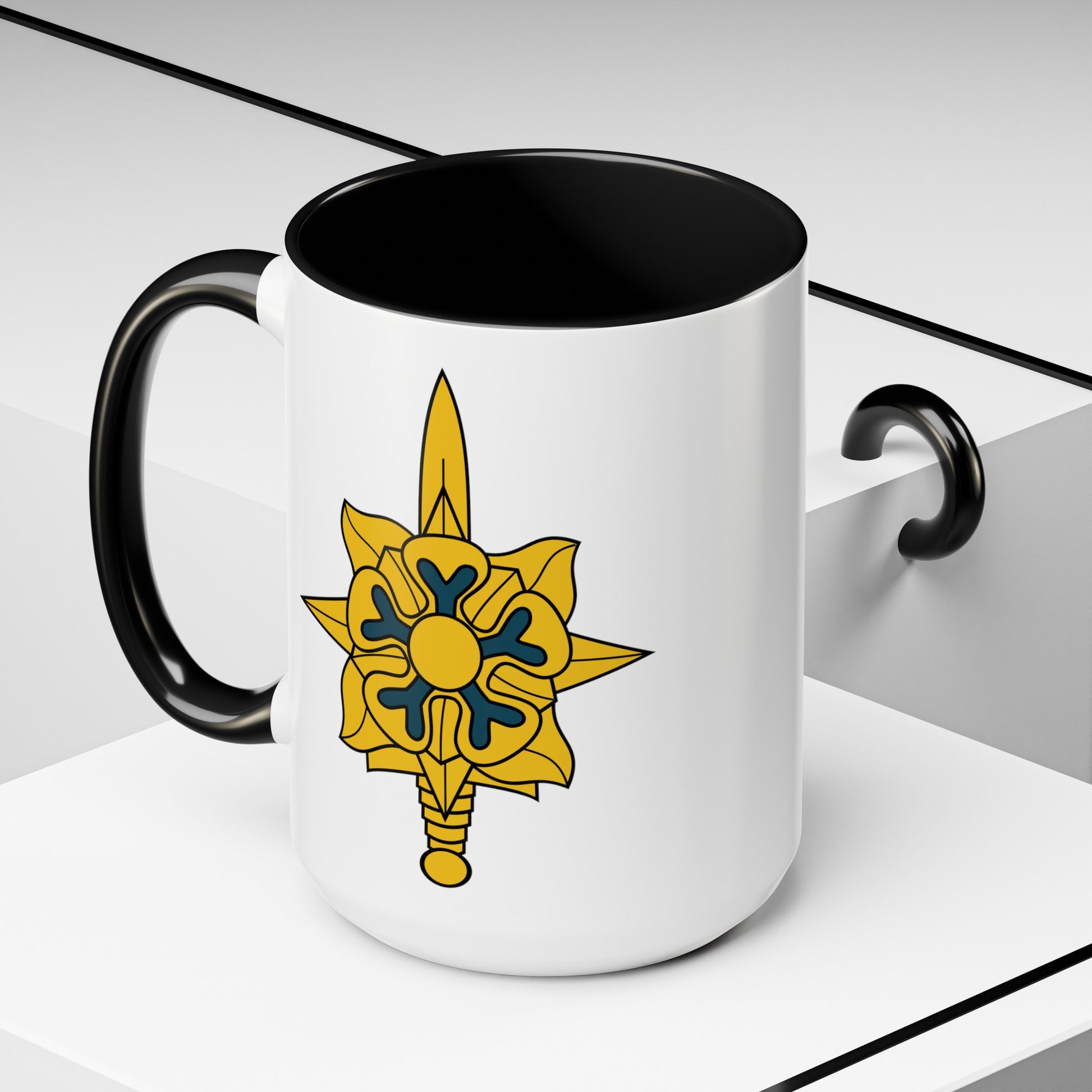 United States Army Intelligence Coffee Mug - Double Sided Black Accent White Ceramic 15oz by TheGlassyLass.com