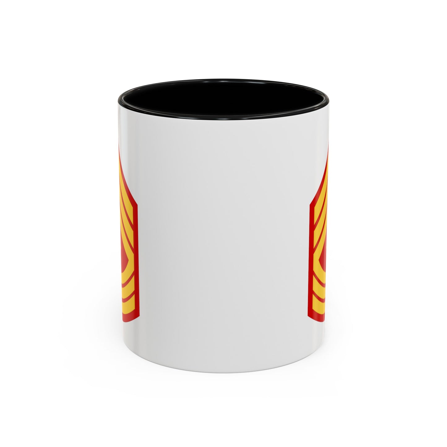 United States Marine Corps First Sergeant (E-8) Chevron Coffee Mug - Double Sided Black Accent White Ceramic 11oz - by TheGlassyLass.com