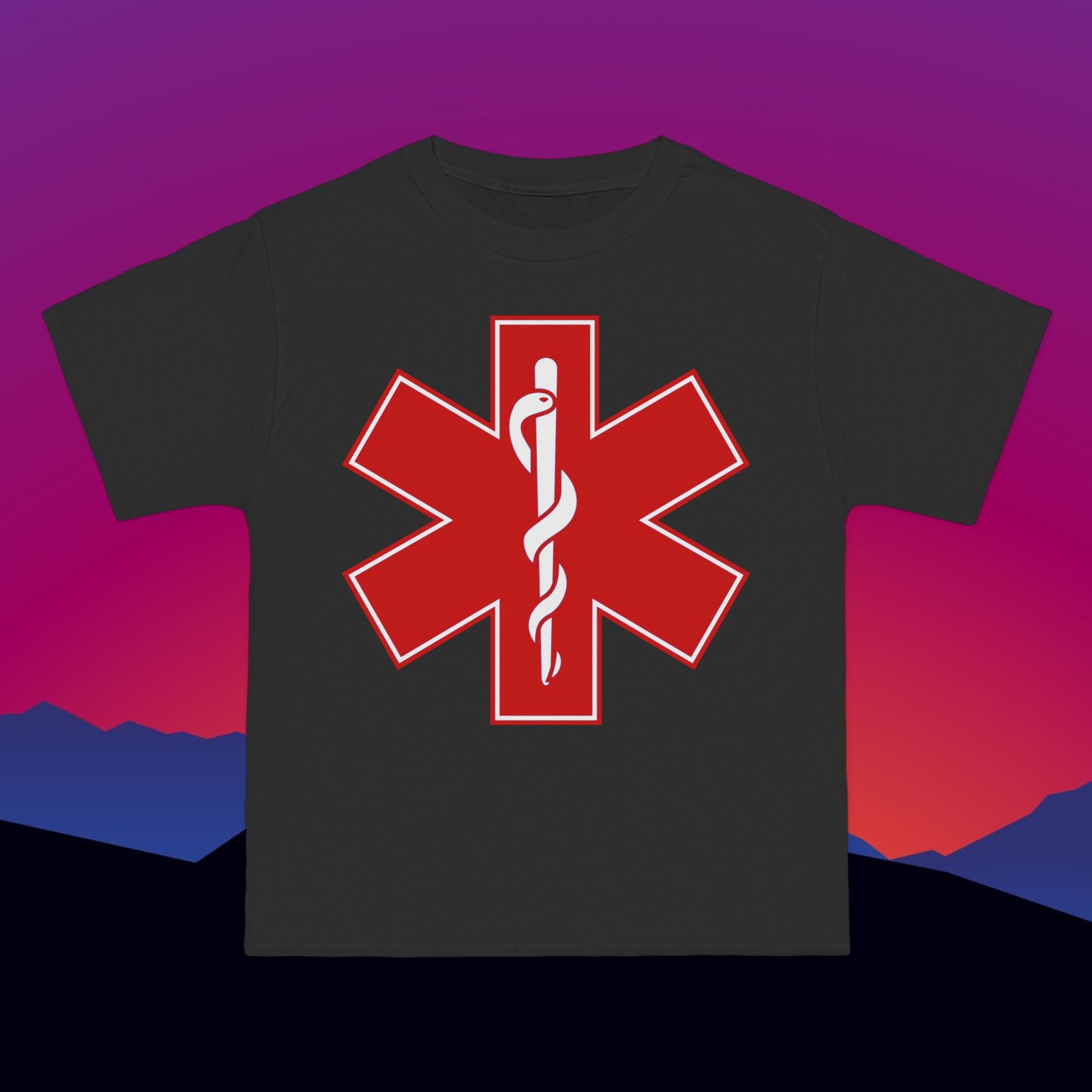 EMS Emergency Medical Service T-Shirt: (Hanes Beefy-T 100% Preshrunk Cotton Custom Printed by TheGlassyLass.com