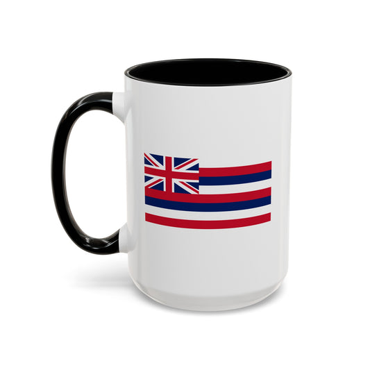 Hawaii State Flag - Double Sided Black Accent White Ceramic Coffee Mug 15oz by TheGlassyLass.com