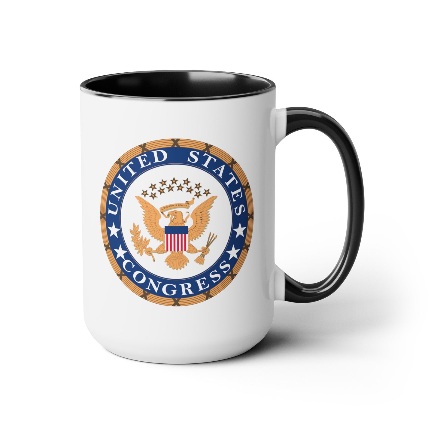 United States Congress Coffee Mug - Double Sided Black Accent White Ceramic 15oz by TheGlassyLass.com