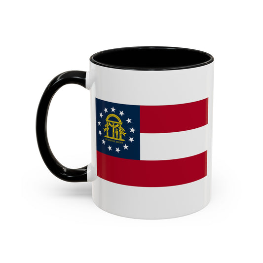 Georgia State Flag - Double Sided Black Accent White Ceramic Coffee Mug 11oz by TheGlassyLass.com