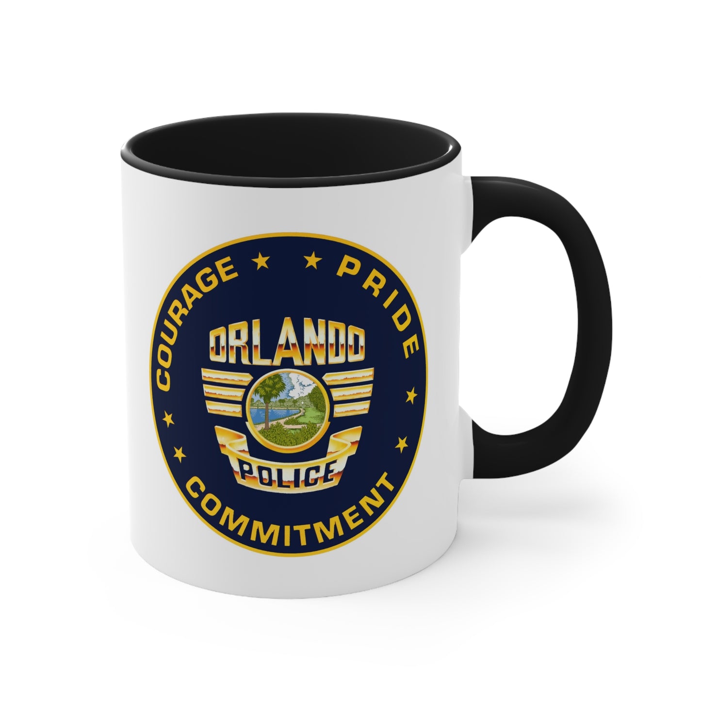 Orlando Police Coffee Mug - Double Sided Black Accent White Ceramic 11oz by TheGlassyLass.com