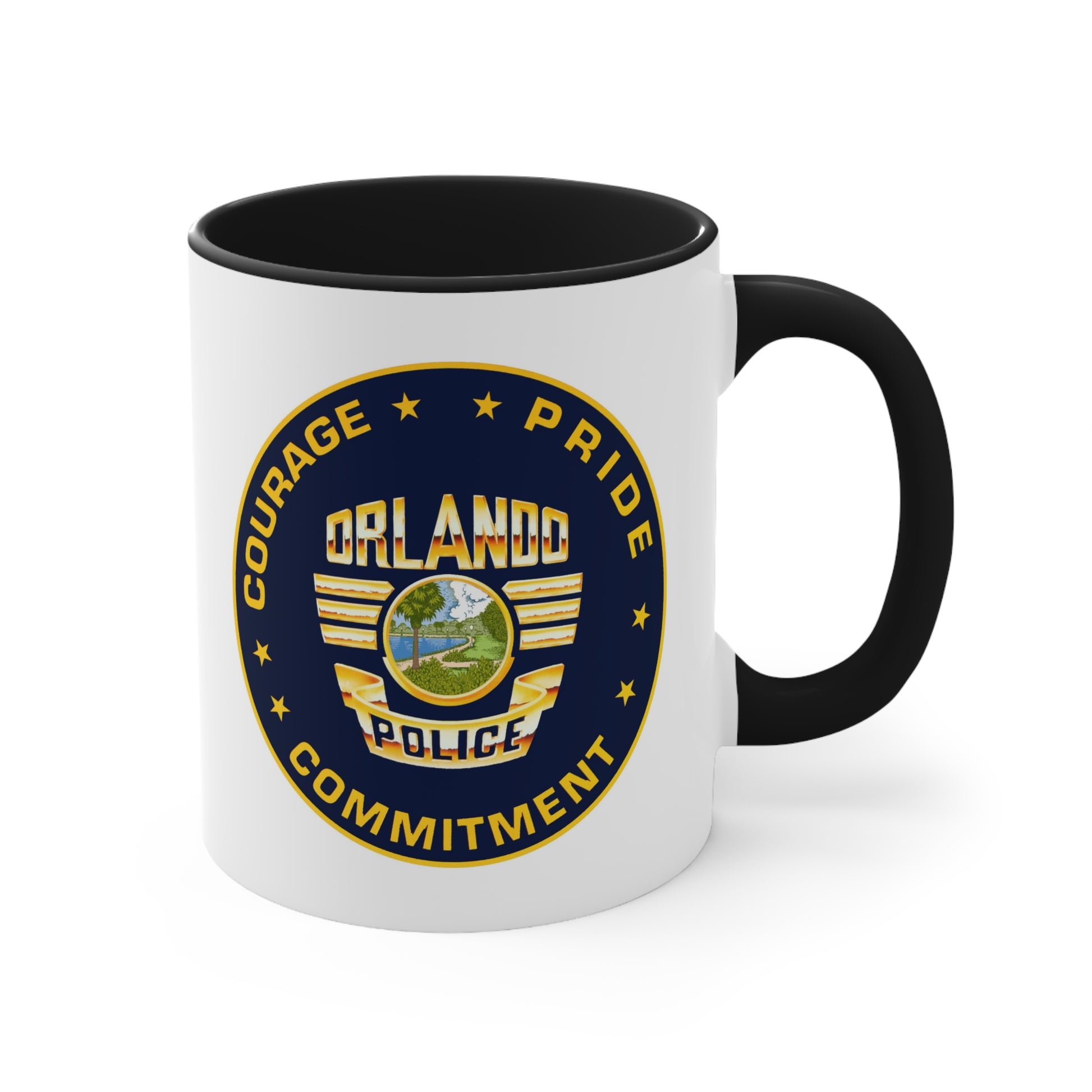 Orlando Police Coffee Mug - Double Sided Black Accent White Ceramic 11oz by TheGlassyLass.com