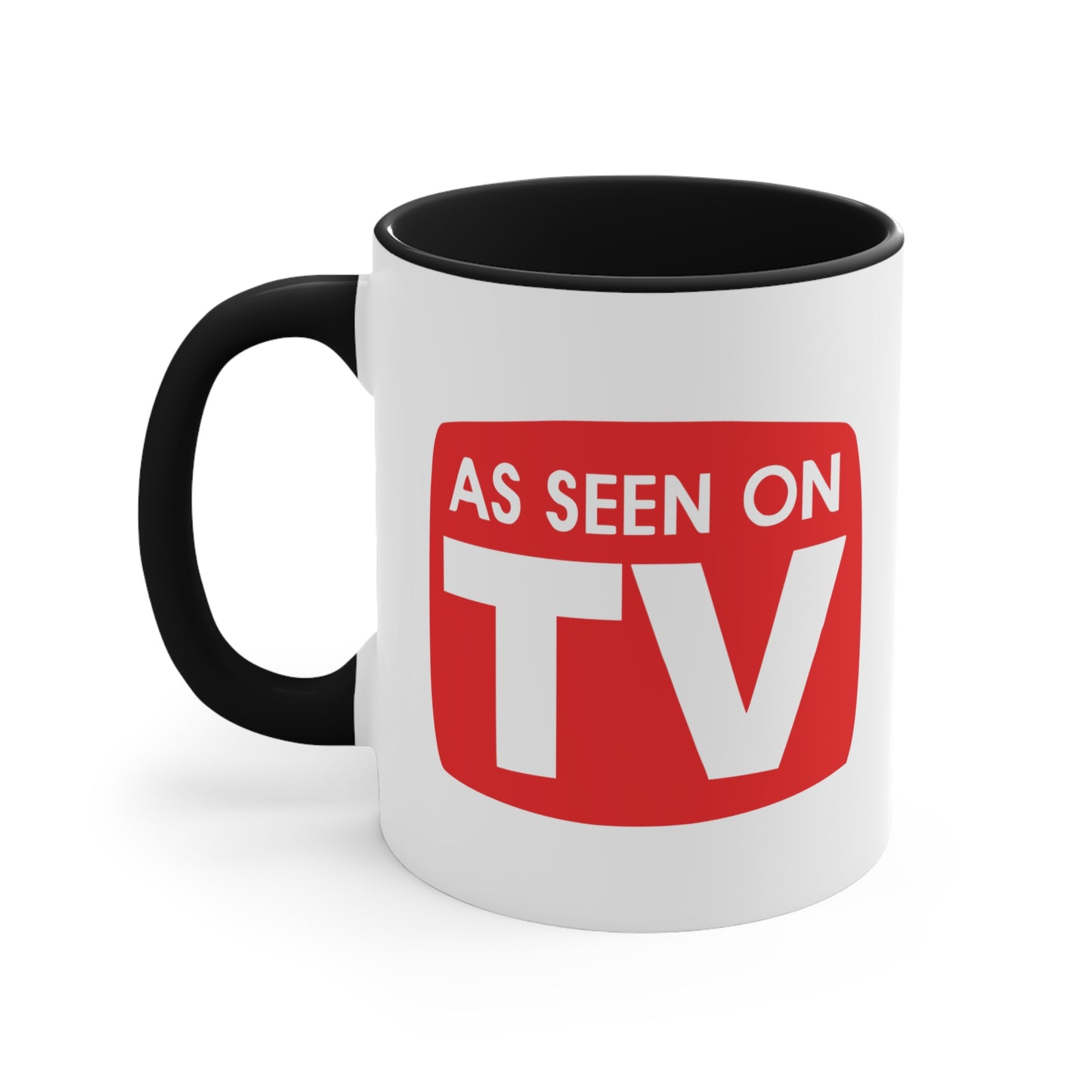 As Seen on TV Coffee Mug - Double Sided Black Accent White Ceramic 11oz by TheGlassyLass.com