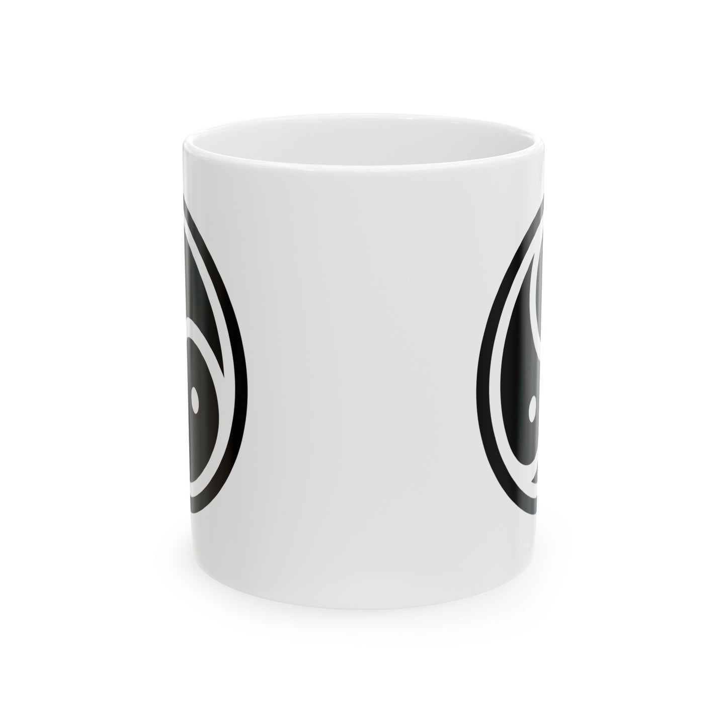 Tri Yin Yang Symbol Coffee Mug - Double Sided Print, White Ceramic, 11oz by TheGlassyLass.com