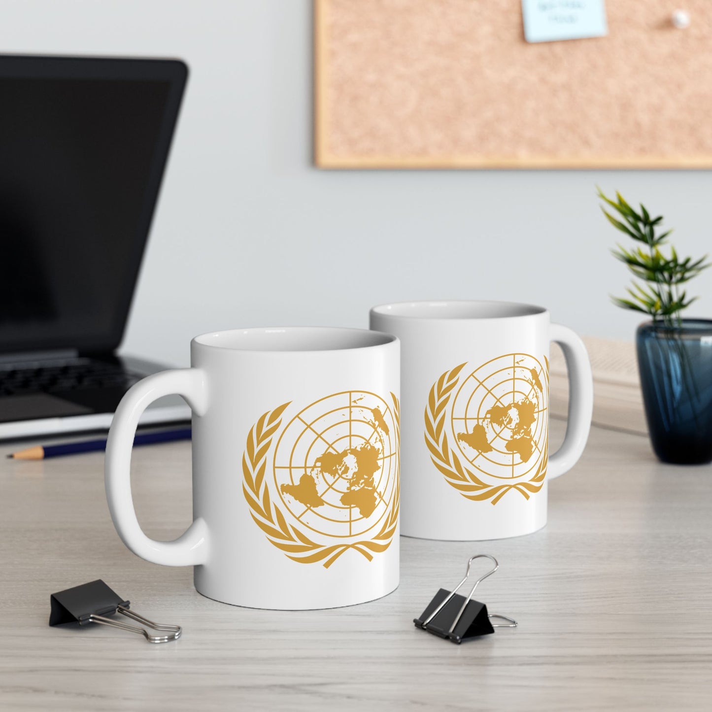 United Nations Seal Coffee Mug - Double Sided White Ceramic 11oz by TheGlassyLass