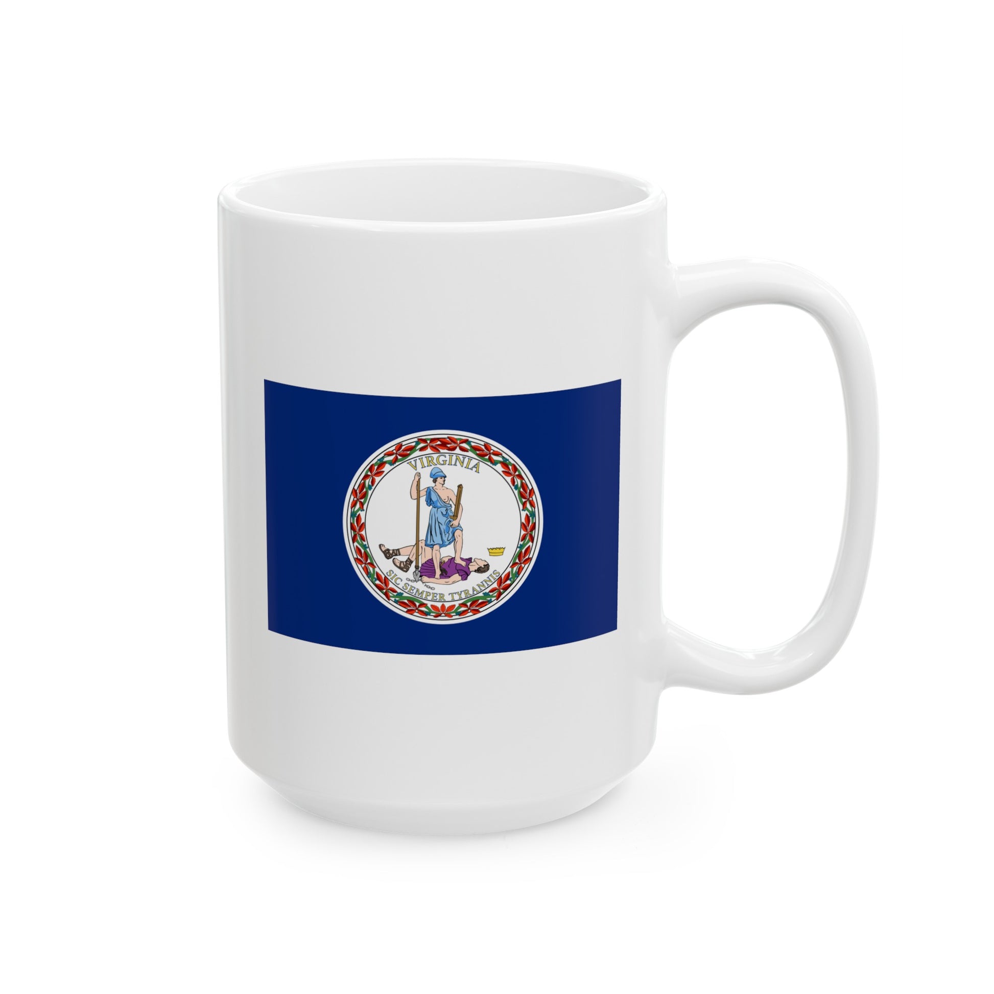 Commonwealth of Virginia State Flag - Double Sided White Ceramic Coffee Mug 15oz by TheGlassyLass.com