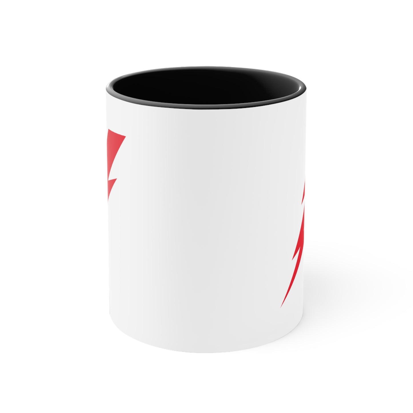 Lightning Bolt Coffee Mug - Double Sided Black Accent White Ceramic 11oz by TheGlassyLass.com