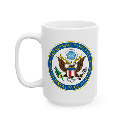 Department of State Coffee Mug - Double Sided White Ceramic 15oz by TheGlassyLass.com