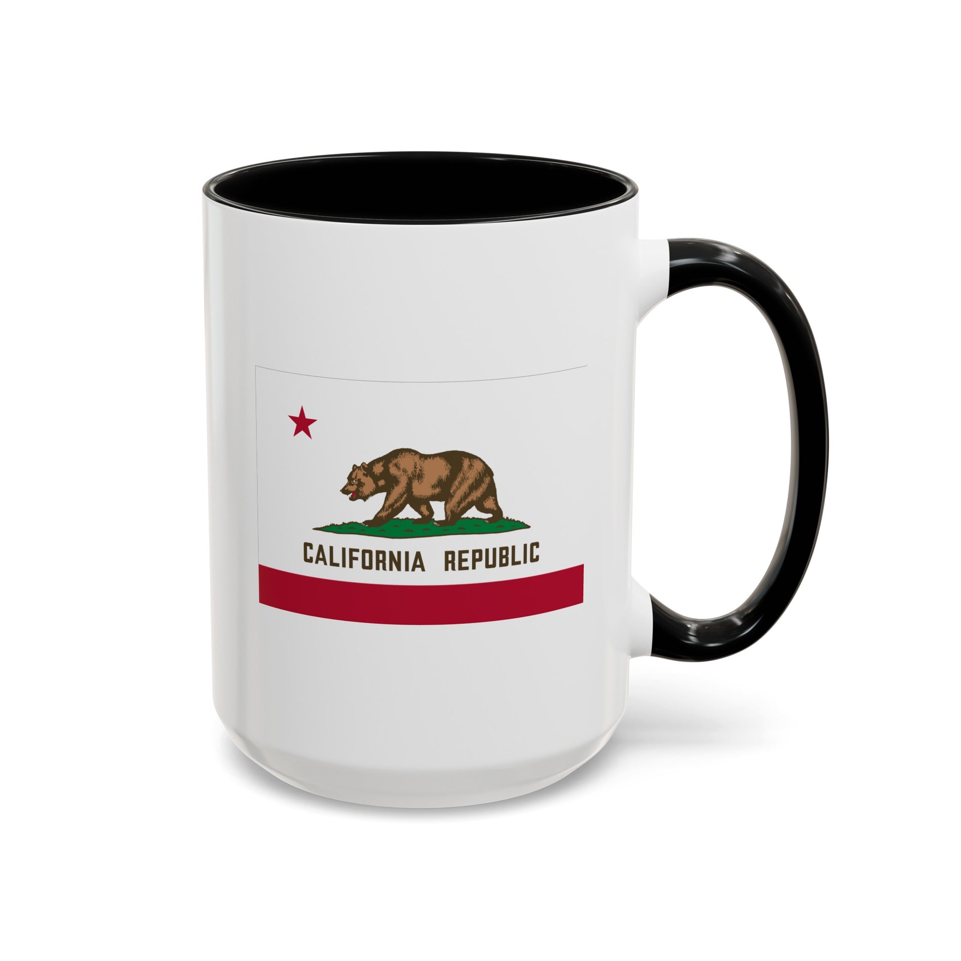 California State Flag - Double Sided Black Accent White Ceramic Coffee Mug 15oz by TheGlassyLass.com