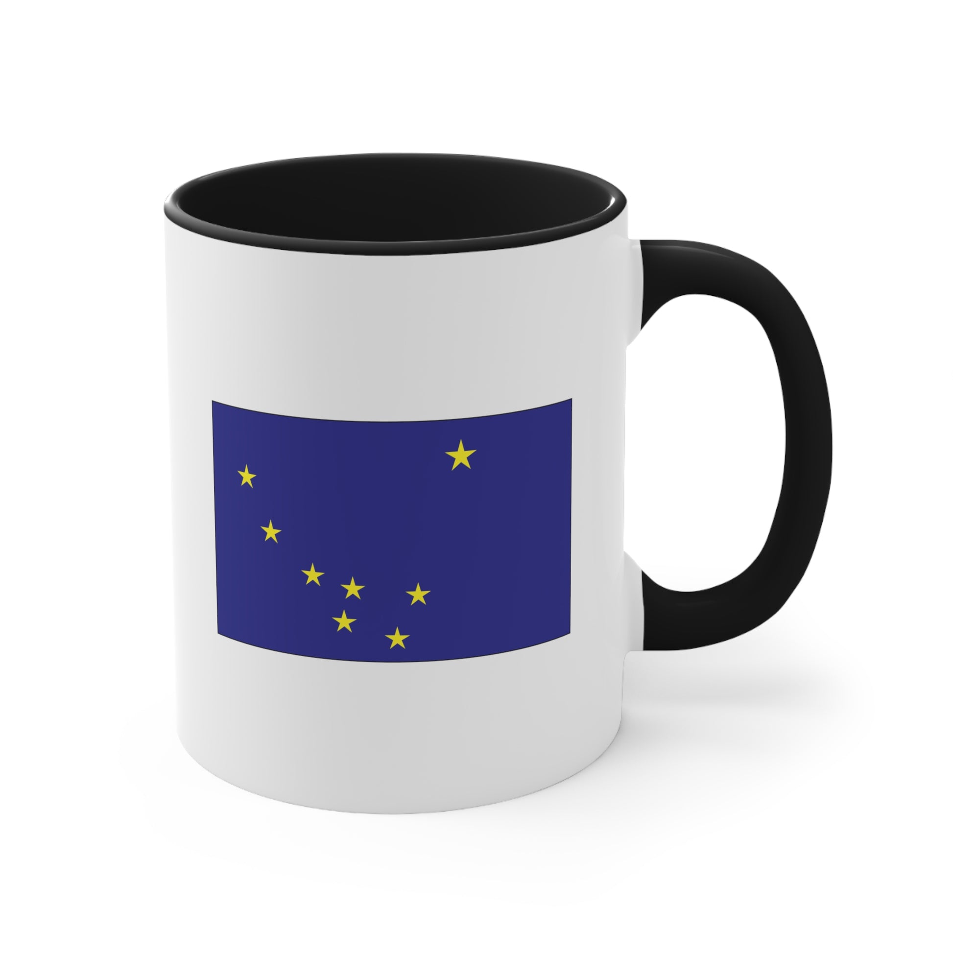 Alaska State Flag - Double Sided Black Accent White Ceramic Coffee Mug 11oz by TheGlassyLass.com
