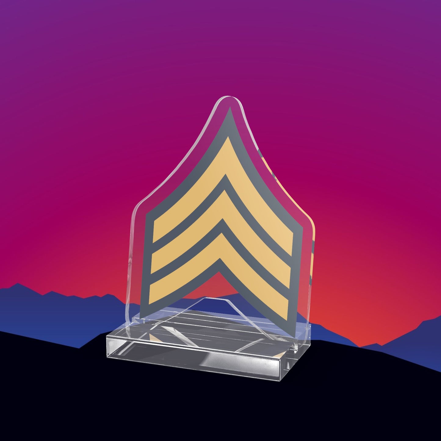 U.S. Army Sergeant (E-5) Stripes Acrylic Standee by TheGlassyLass.com