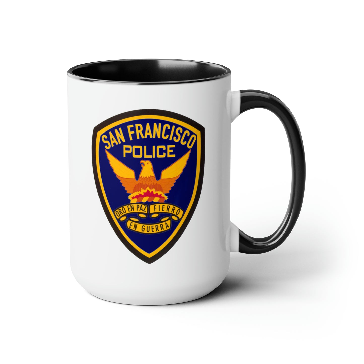 San Francisco Police Coffee Mug - Double Sided Black Accent White Ceramic 15oz by TheGlassyLass.com