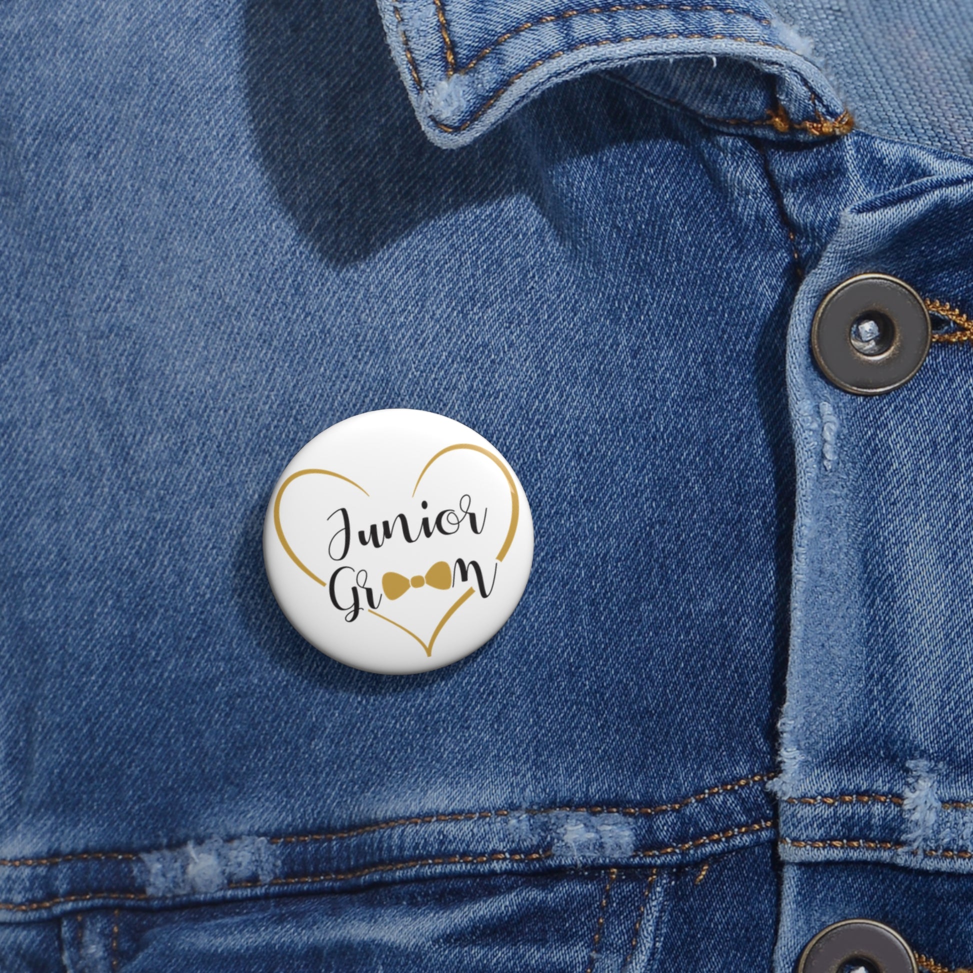 Junior Groom Button Pin 1.25" Round | Wedding Party Design by TheGlassyLass.com