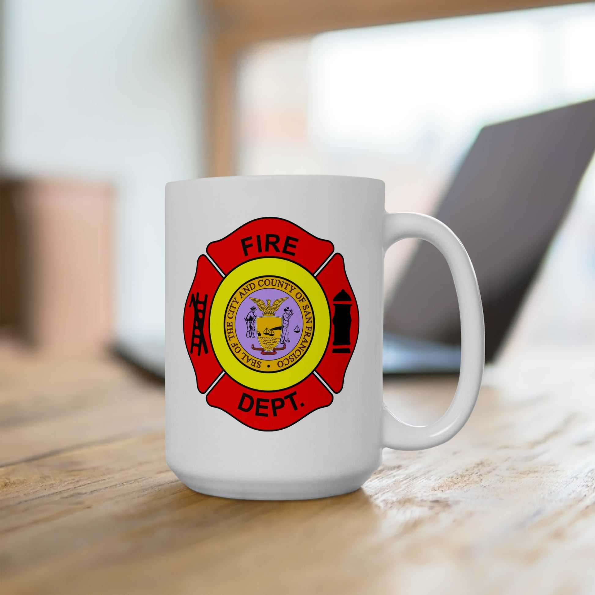 San Francisco Fire Department Coffee Mug - Double Sided White Ceramic 15oz by TheGlassyLass.com