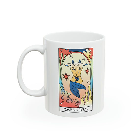Capricorn Tarot Card Coffee Mug - Double Sided 11oz White Ceramic by TheGlassyLass.com