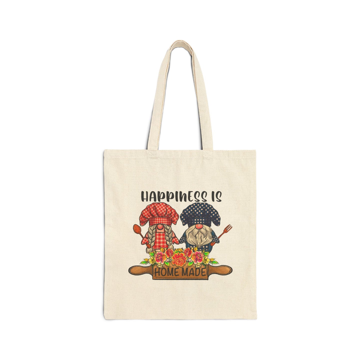 Happiness Is Gnome Made Logo Tote Bag - Heavyweight 100% Cotton Canvas by TheGlassyLass.com