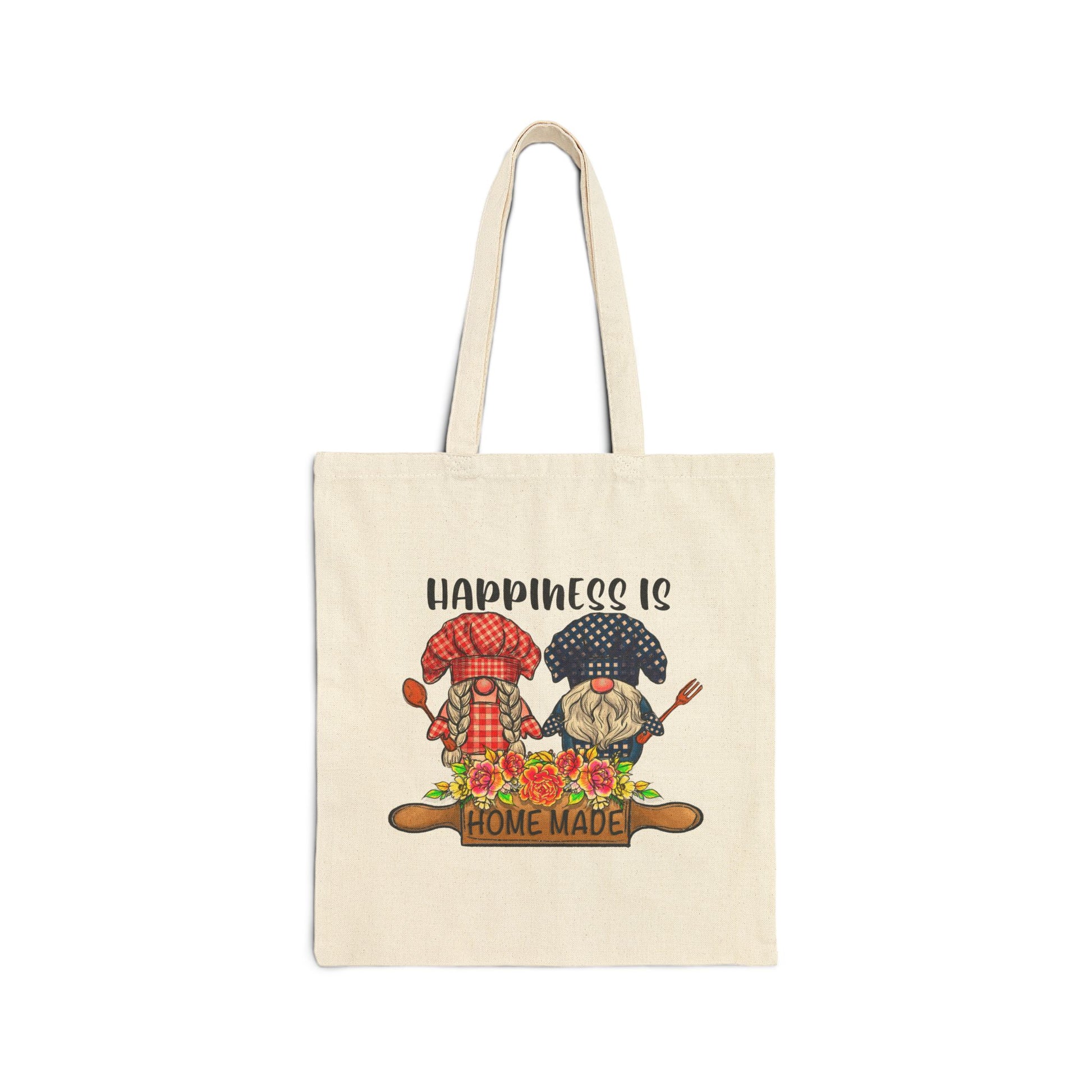 Happiness Is Gnome Made Logo Tote Bag - Heavyweight 100% Cotton Canvas by TheGlassyLass.com