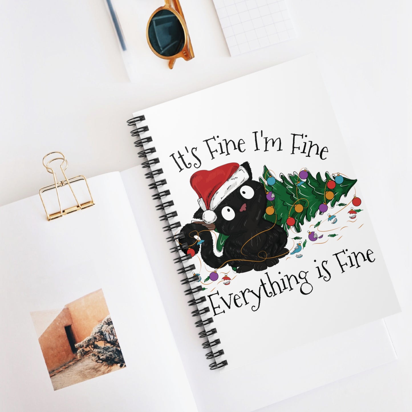 Christmas Cat: Spiral Notebook - Log Books - Journals - Diaries - and More Custom Printed by TheGlassyLass