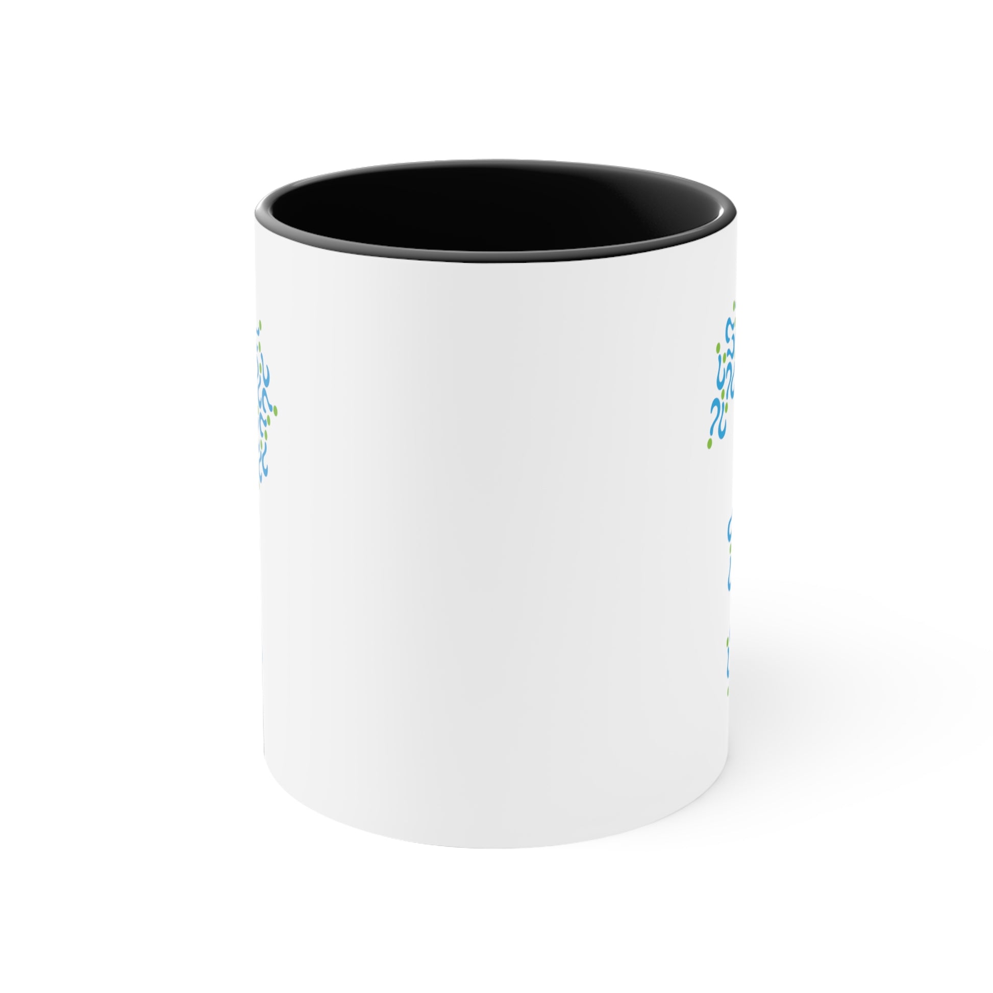 Question Mark Coffee Mug - Double Sided Black Accent White Ceramic 11oz by TheGlassyLass.com