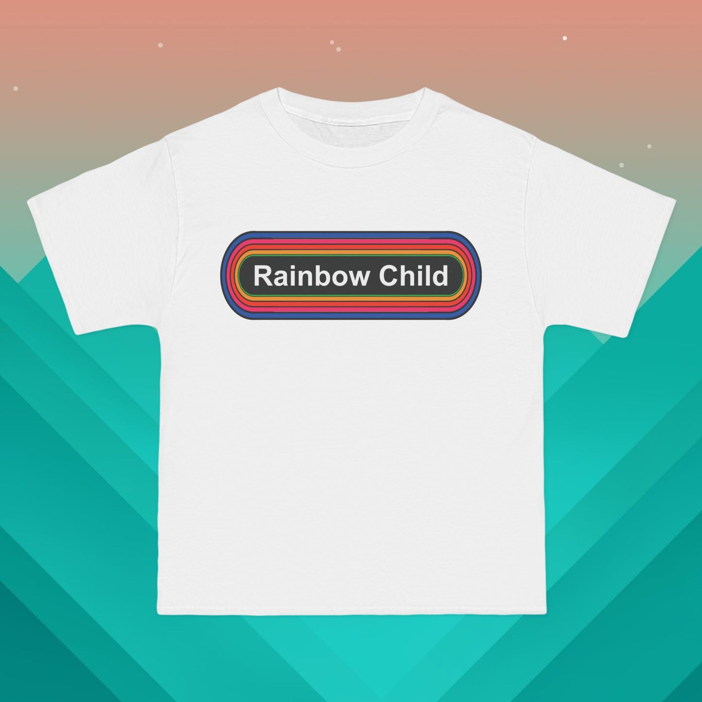 Rainbow Child T-Shirt: (Hanes Beefy-T 100% Preshrunk Cotton Custom Printed by TheGlassyLass.com